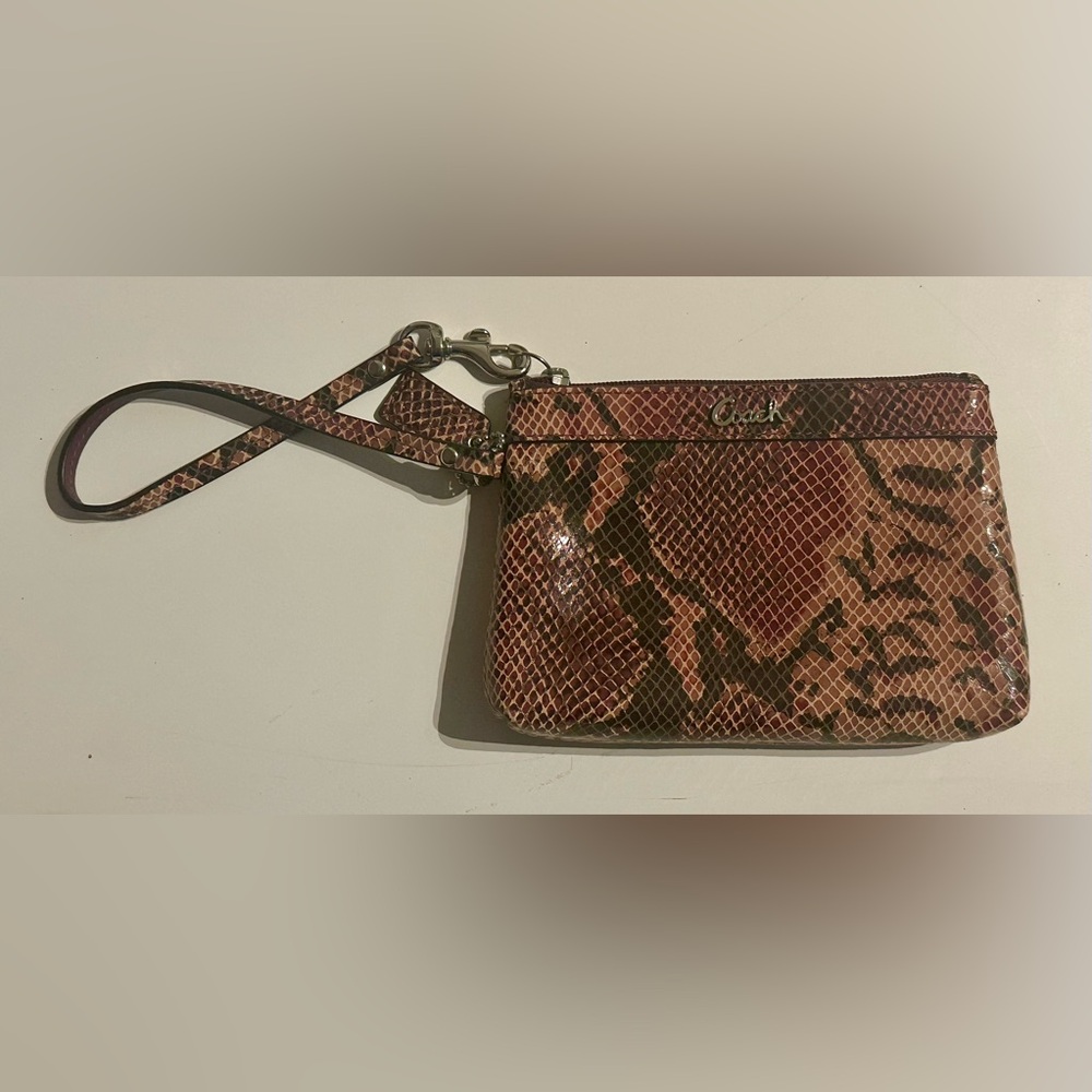 Coach Purple and Pink Snake Print Wristlet
